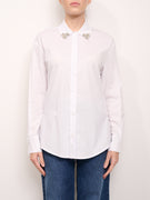 TENSION IN - SHIRT WITH RHINESTONE COLLAR - WHITE
