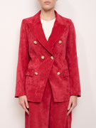TENSION IN - SMOOTH VELVET DOUBLE BREASTED JACKET - RED