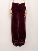 IDENTITY - SMOOTH VELVET TROUSERS - BORDEAUX