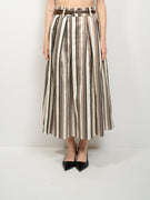 TENSION IN - STRIPED SKIRT - DARK BROWN
