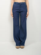 IDENTITY - JE BACK ELASTIC WIDE TROUSERS - DENIM