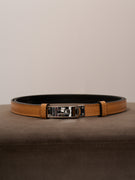 IDENTITY - BELT WITH LOCK CLOSURE AND SILVER BUCKLE - LEATHER