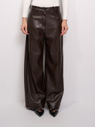 TENSION IN - FAUX LEATHER PANTS WITH POCKETS - COFFEE