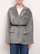 TENSION IN - SHAVED FUR JACKET BELT - GREY