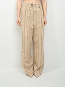 DIXIE - PANTALONE LARGO GESSATO - BEIGE
