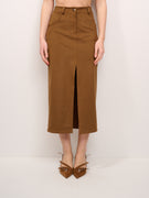 TENSION IN - SUEDE SPLIT SKIRT - COGNAC