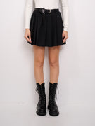 TENSION IN - SHORT PLEATED SKIRT - BLACK