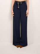 TENSION IN - ELASTIC WIDE TROUSERS - BLUE