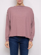 DIXIE - STRIPED SWEATER - CREAM/BORDEAUX