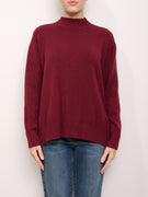 IDENTITY - HALF COLLAR SWEATER WITH SPLITS - BORDEAUX