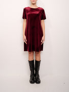 TENSION IN - SMOOTH VELVET DRESS - BORDEAUX