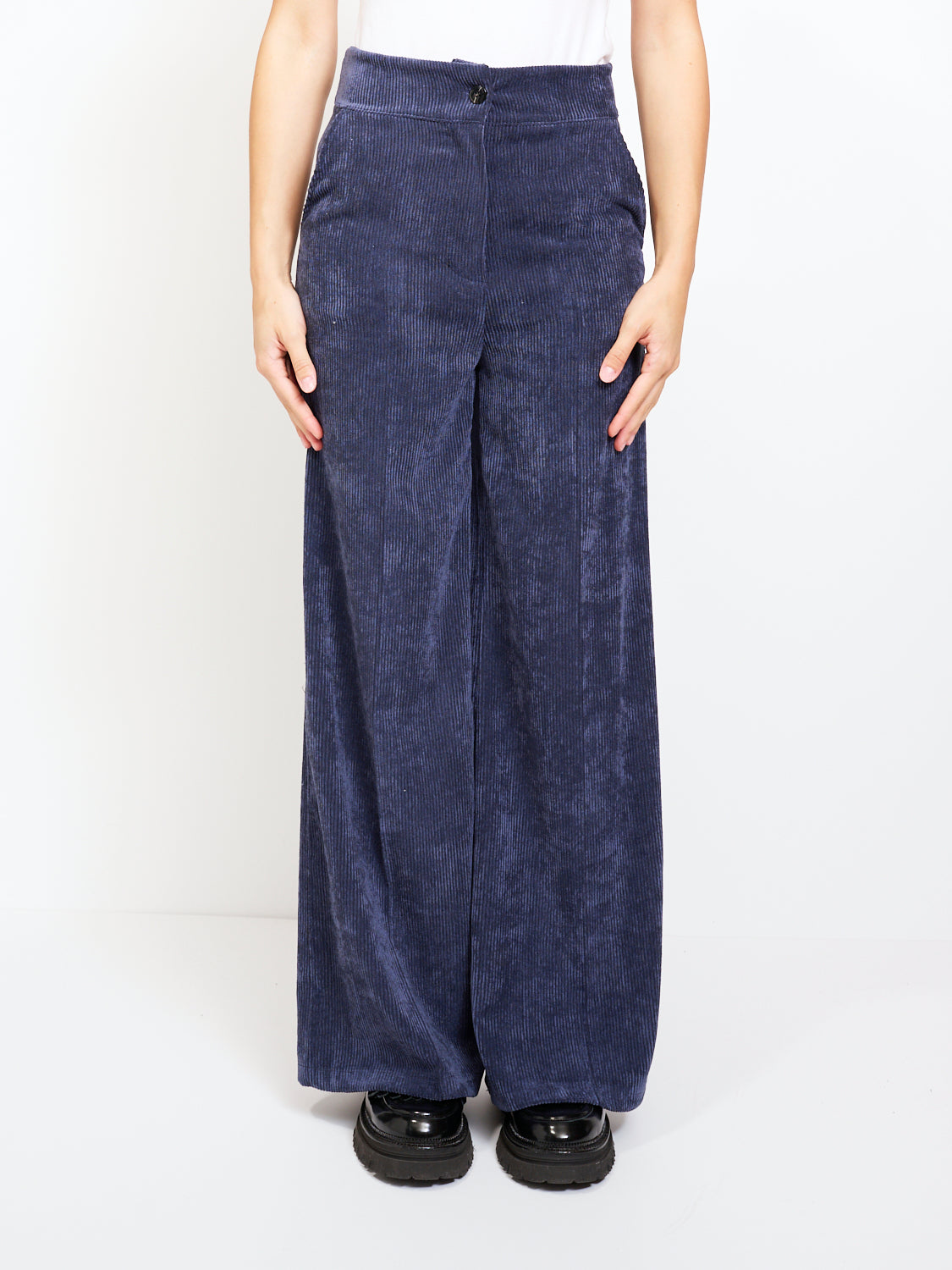 Seath Pantalone In Cotone Largo Blu