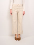 IDENTITY - PALAZZO TROUSERS WITH CUFFS - SAND