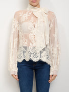 TENSION IN - LACE BLOUSE WITH BOW - NATURAL