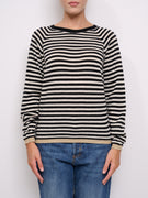 VICOLO - STRIPED CASHMERE MIX SWEATER - GOLD/BLACK/WHITE