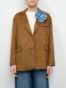 TENSION IN - 1 BREASTED OVER SUEDE JACKET - COGNAC