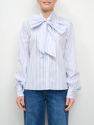TENSIONE IN - CAMICIA FIOCCO RIGATA - BIANCO/CELESTE