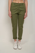 IDENTITY - NARROW TROUSERS WITH ELASTIC BACK - MILITARY
