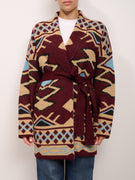TENSIONE IN - MAGLIA CARDIGAN ETNICO - BORDEAUX
