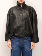 TENSIONE IN - GIACCA BOMBER ECOPELLE TRAMA INTRECC - NERO