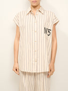 TENSIONE IN - CAMICIA SENZA MANICA RIGATA - GESSO