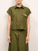 TENSIONE IN - CAMICIA SENZA MANICA STRASS TASCA - MILITARE