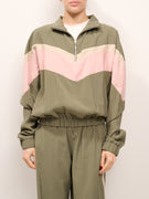 TENSIONE IN - MAGLIA POLO ZIP 3 COLORI - MILITARE/ROSA/GESSO
