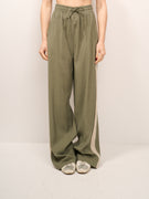 TENSIONE IN - PANTALONE LARGO BANDA LATERALE - MILITARE/GESSO