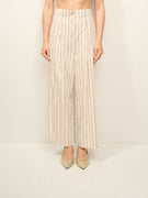 TENSIONE IN - PANTALONE PENCES RIGATO - GESSO