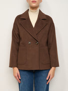 TENSION IN - DOUBLE BREASTED SHORT COAT - DARK BROWN