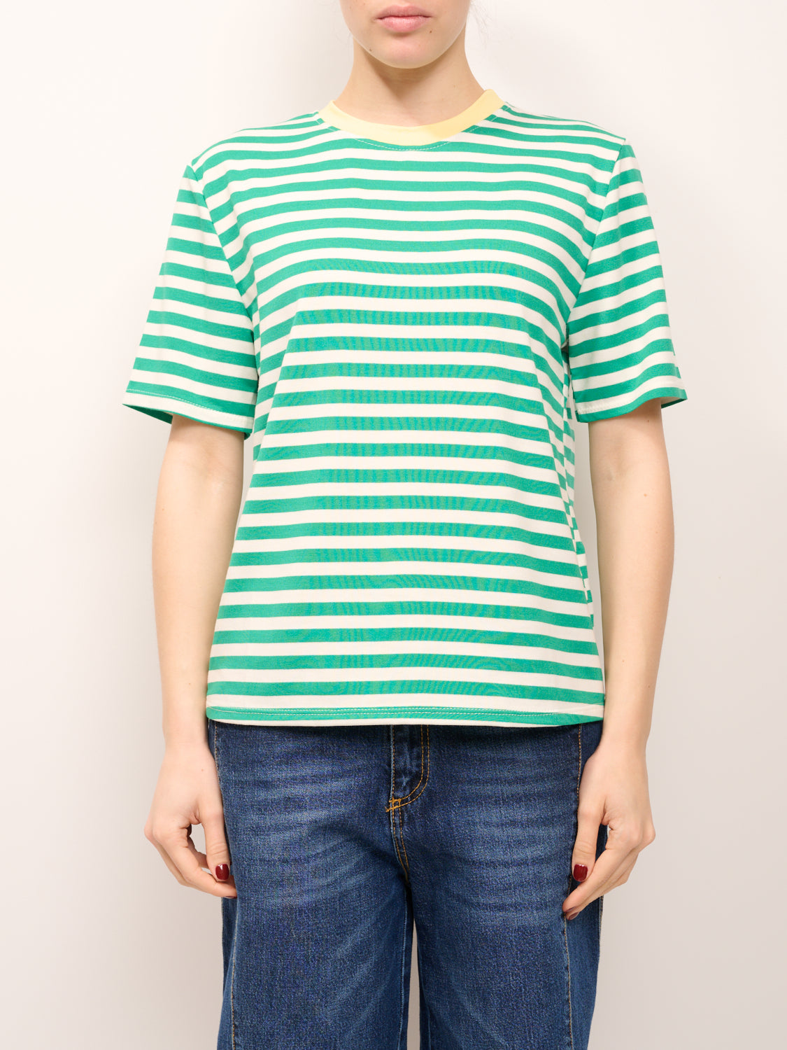 HAVE ONE - T-SHIRT RIGATA - VERDE/BIANCO
