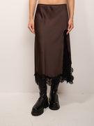 TENSIONE IN - GONNA SATINE CON PIZZO - EBANO