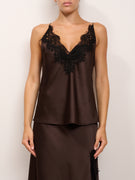 TENSIONE IN - TOP SATINE CON PIZZO - EBANO
