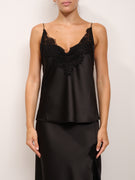 TENSIONE IN - TOP SATINE CON PIZZO - NERO