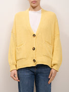 VICOLO - CARDIGAN TASCHE BOTTONI - GIALLO