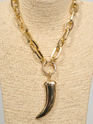 IDENTITY - COLLANA CORTA CATENA GRANDE CORNO - ORO