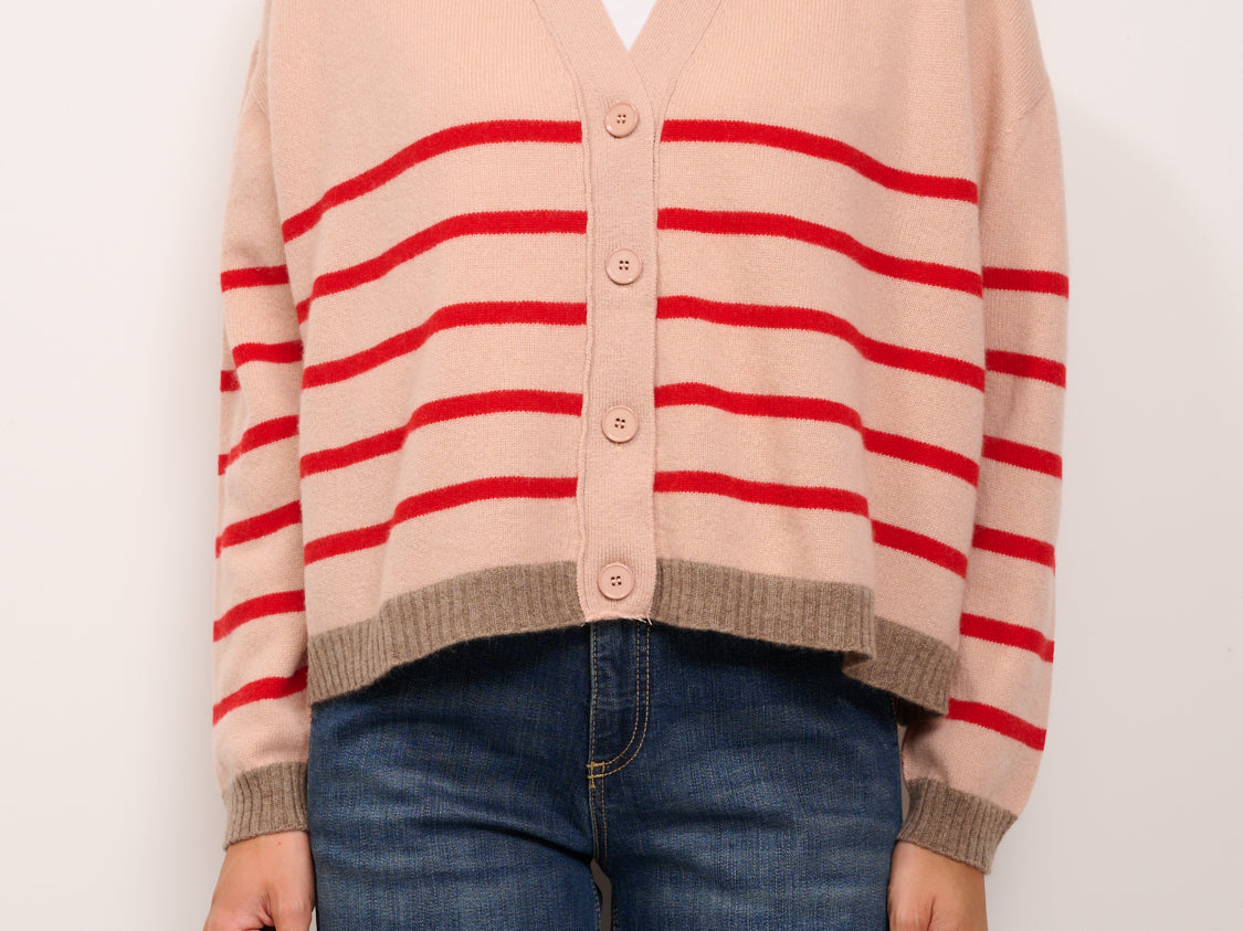 VICOLO MAGLIA CARDIGAN ROSA/ROSSO/TORTORA