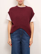 VICOLO - MAGLIA GILET STONDATO - BORDEAUX