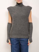 VICOLO - MAGLIA SENZA MANICA CON MANICOTTI - GRIGIO