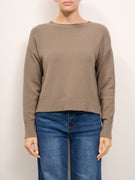 IDENTITY - MAGLIA GIROCOLLO SPACCHETTI - TAUPE