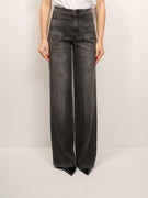 TENSIONE IN - PANTALONE JEANS LARGO TASCHINE - NERO
