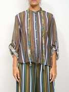 HAVE ONE - CAMICIA RIGATA COLLANA - OLIVA