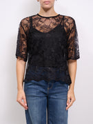 TENSIONE IN - T-SHIRT PIZZO+CANOTTA - NERO