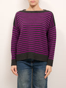 IDENTITY - MAGLIA RIGATA PROFILO COLLO - ARDESIA/MAGENTA