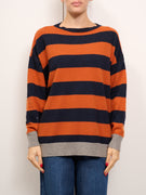 IDENTITY - MAGLIA RIGA - BLU/RUGGINE