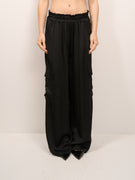 TENSIONE IN - PANTALONE CARGO SATIN - NERO