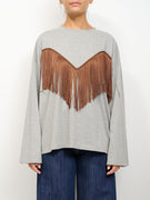 TENSIONE IN - T-SHIRT FRANGE - MELANGE/CUOIO