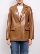 DIXIE - GIACCA ECOPELLE IMPUNTURE - COGNAC