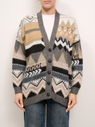 IDENTITY - MAGLIA BOTTONI SCOLLO V FANTASIA - GRIGIO