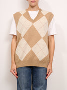 IDENTITY - GILET ROMBI - CAMEL/BURRO